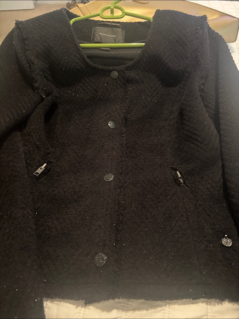Maison Scotch Black Textured Coat
